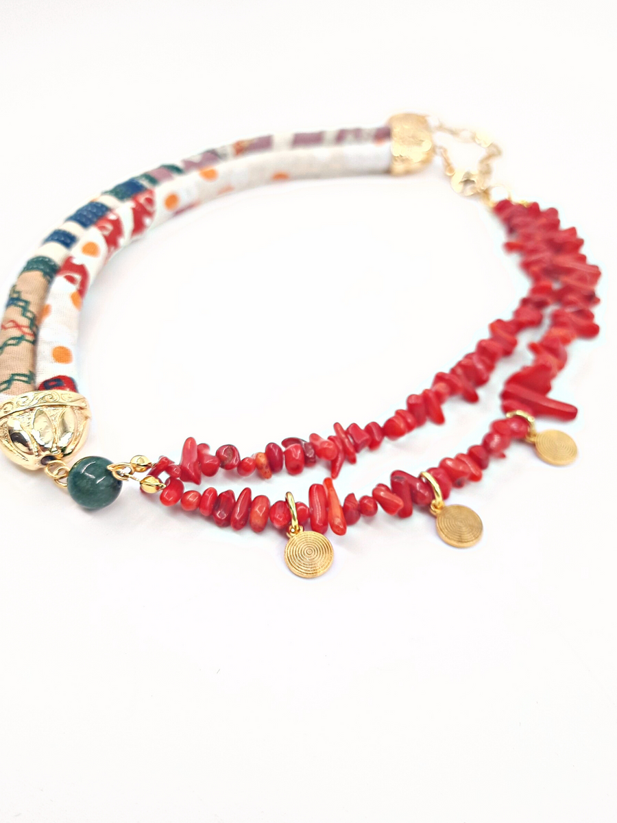 Simi Coral Natural Stone Detailed Necklace
